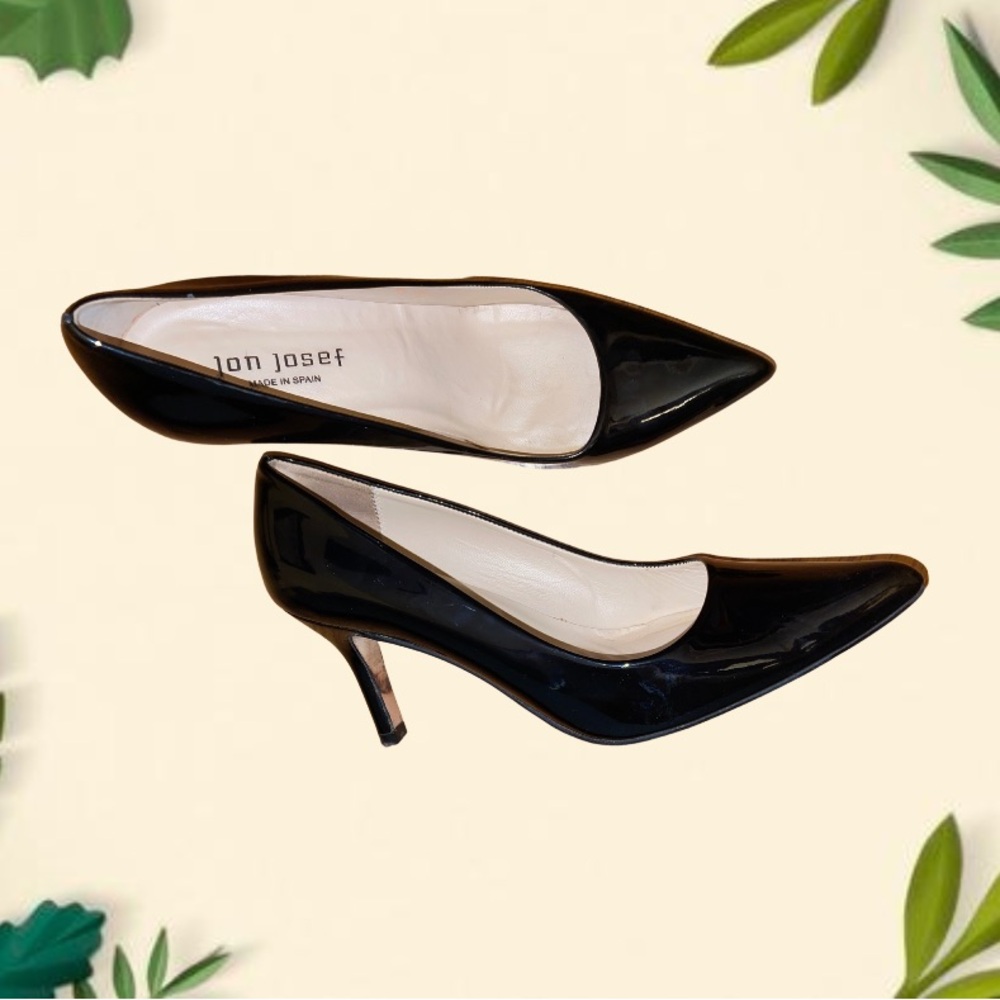 Jon Josef Black Patent Leather Shoes Size 7.5 M